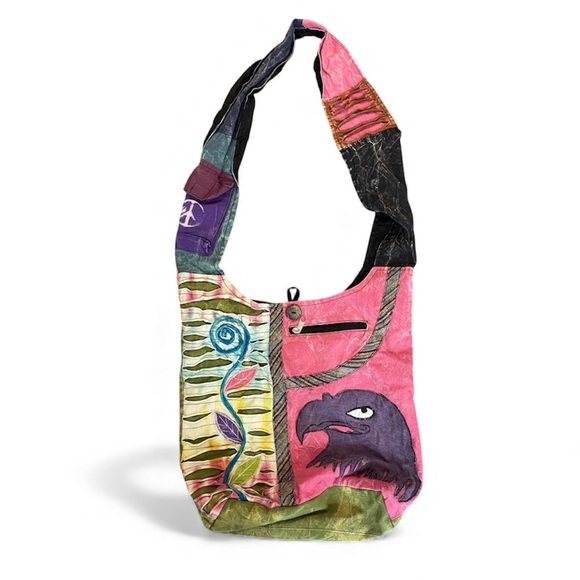 KPC Handbags - KPC Unique Vibrant and Colorful Patchwork Soft Design Zip Up Shoulder Bag